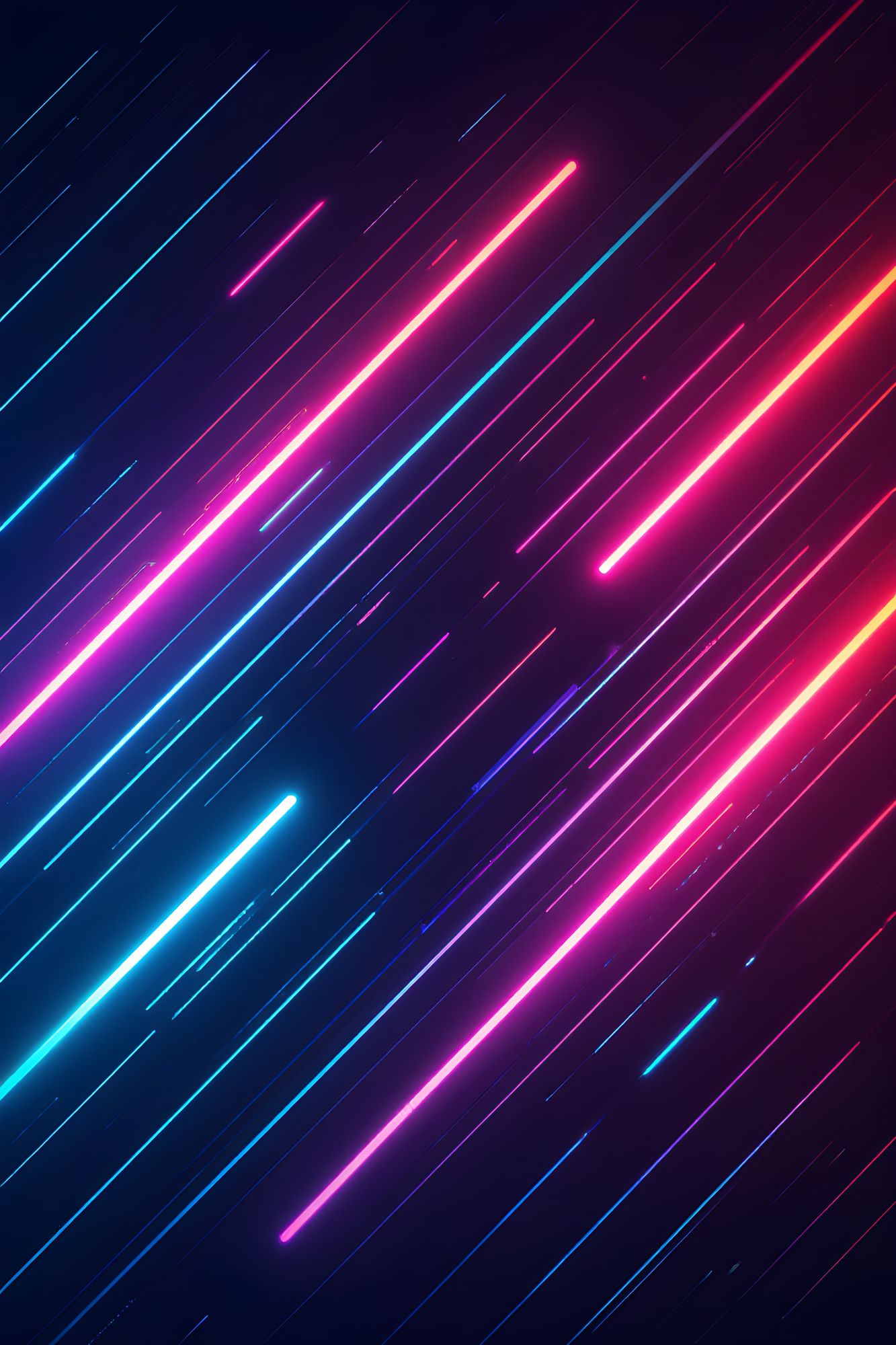 Neon pink and blue glowing light streaks abstract 4K HD wallpaper with diagonal futuristic lines on dark purple background