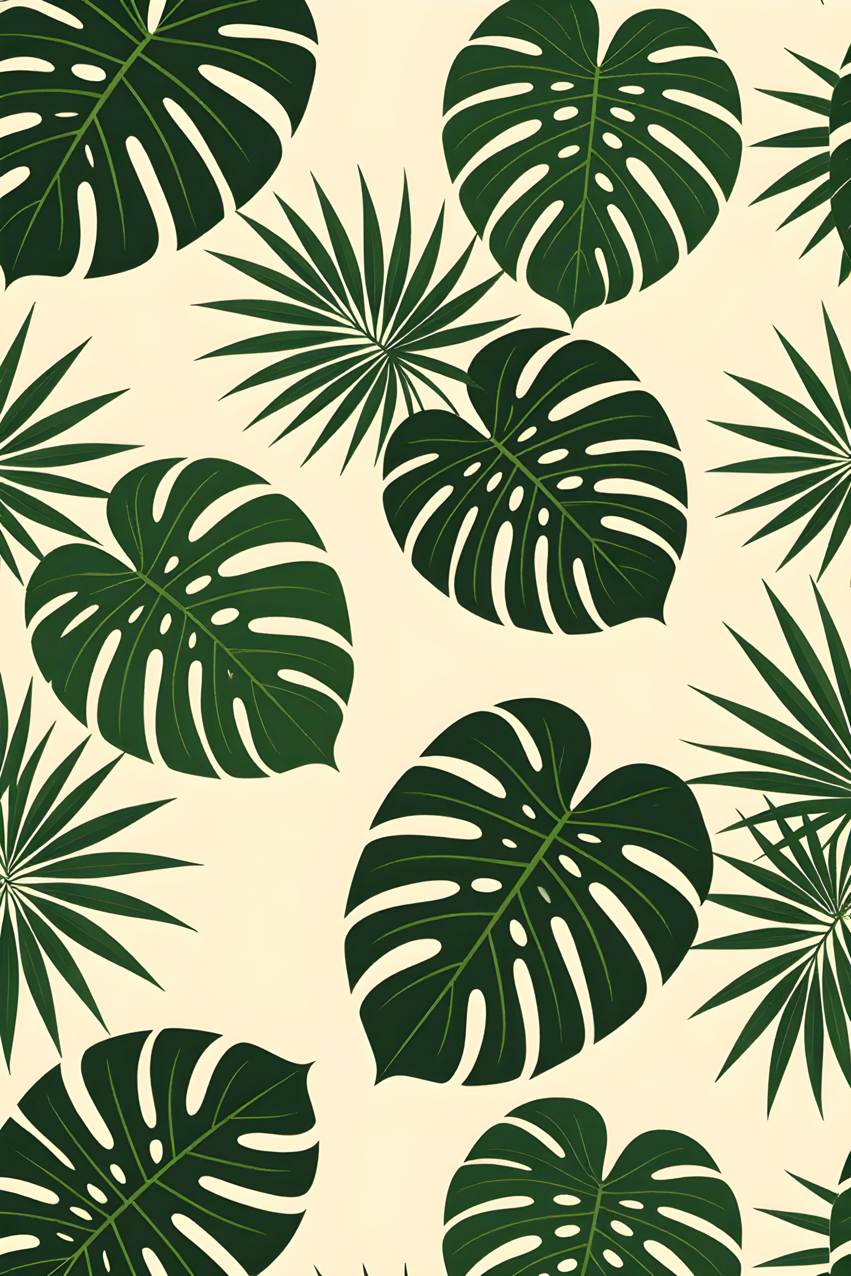 tropical monstera leaves pattern aesthetic green botanical wallpaper